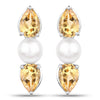 2.78 Carat Genuine Citrine and Pearl .925 Sterling Silver Earrings