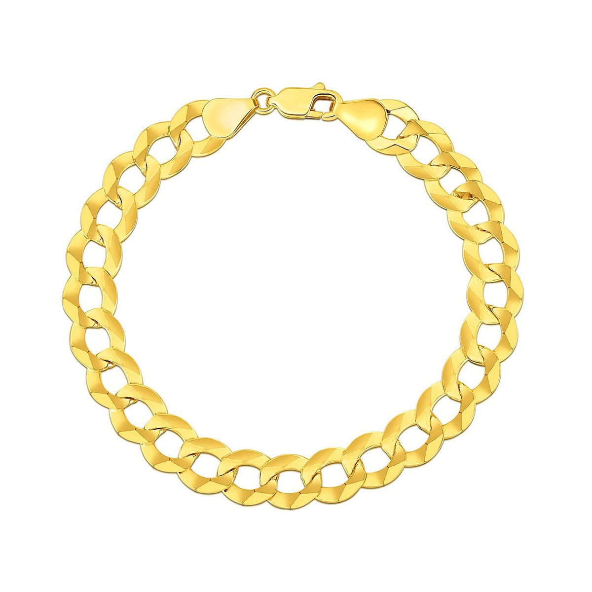 Pulsera maciza de oro amarillo de 14k, diseño "Curb", 10.0mm