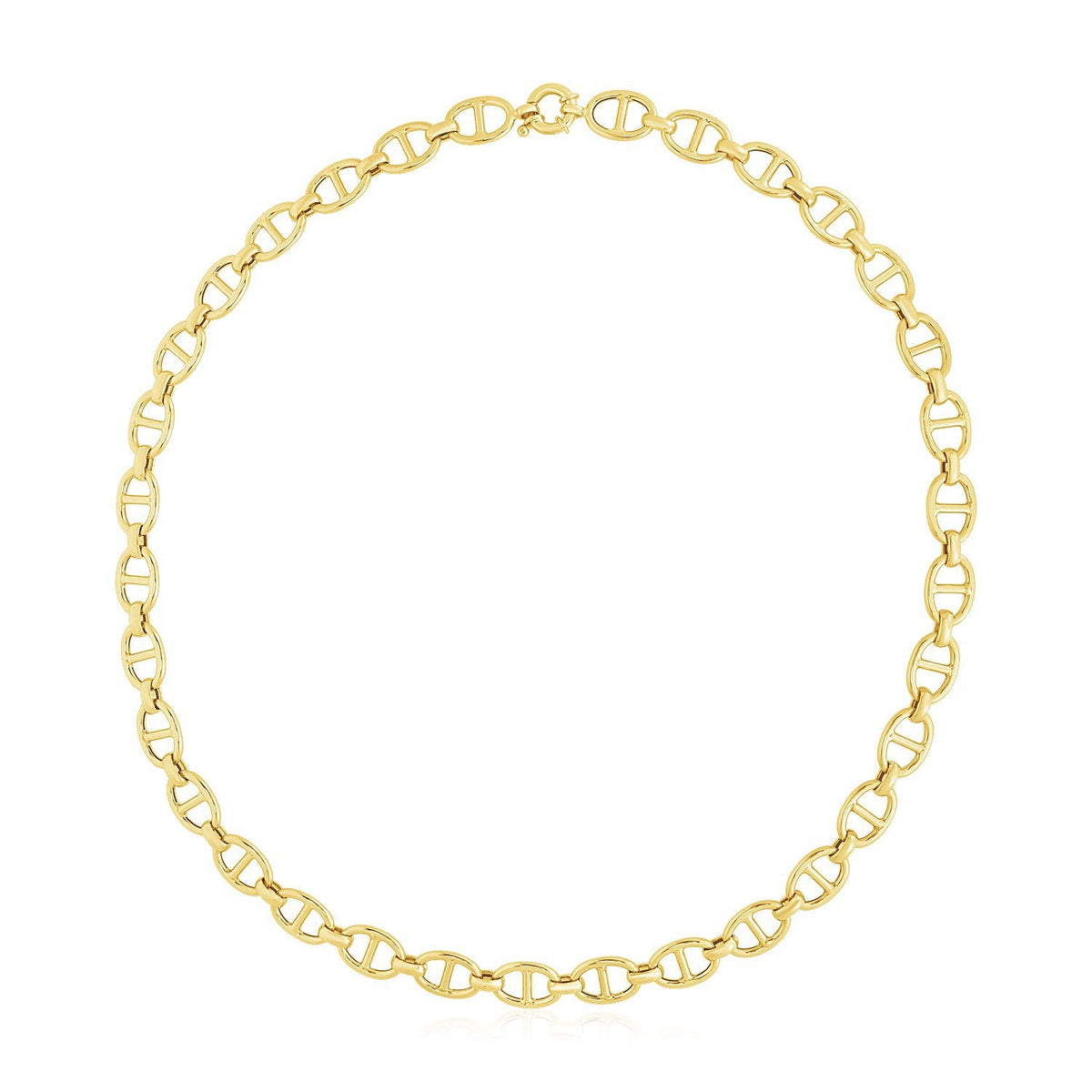 Cadena de eslabones marineros de oro amarillo de 14k de alto brillo (8.8mm)