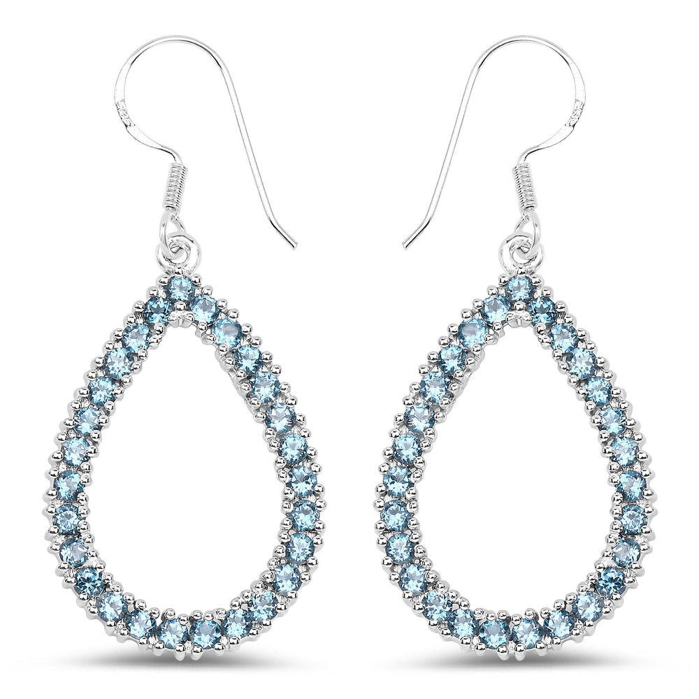 4.32 Carat Genuine London Blue Topaz .925 Sterling Silver Earrings