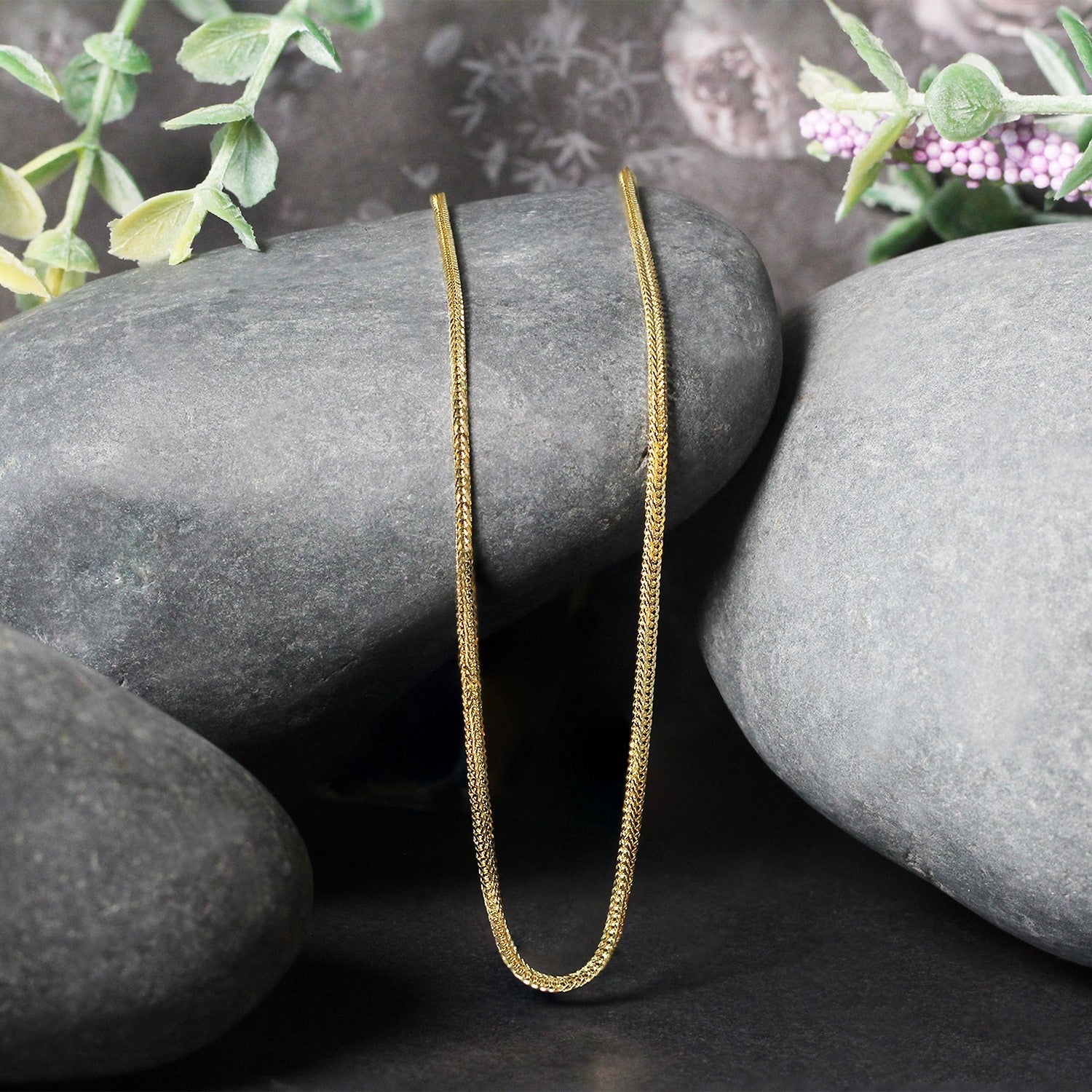 Cadena de cola de zorro de oro amarillo de 14k de 1.0mm
