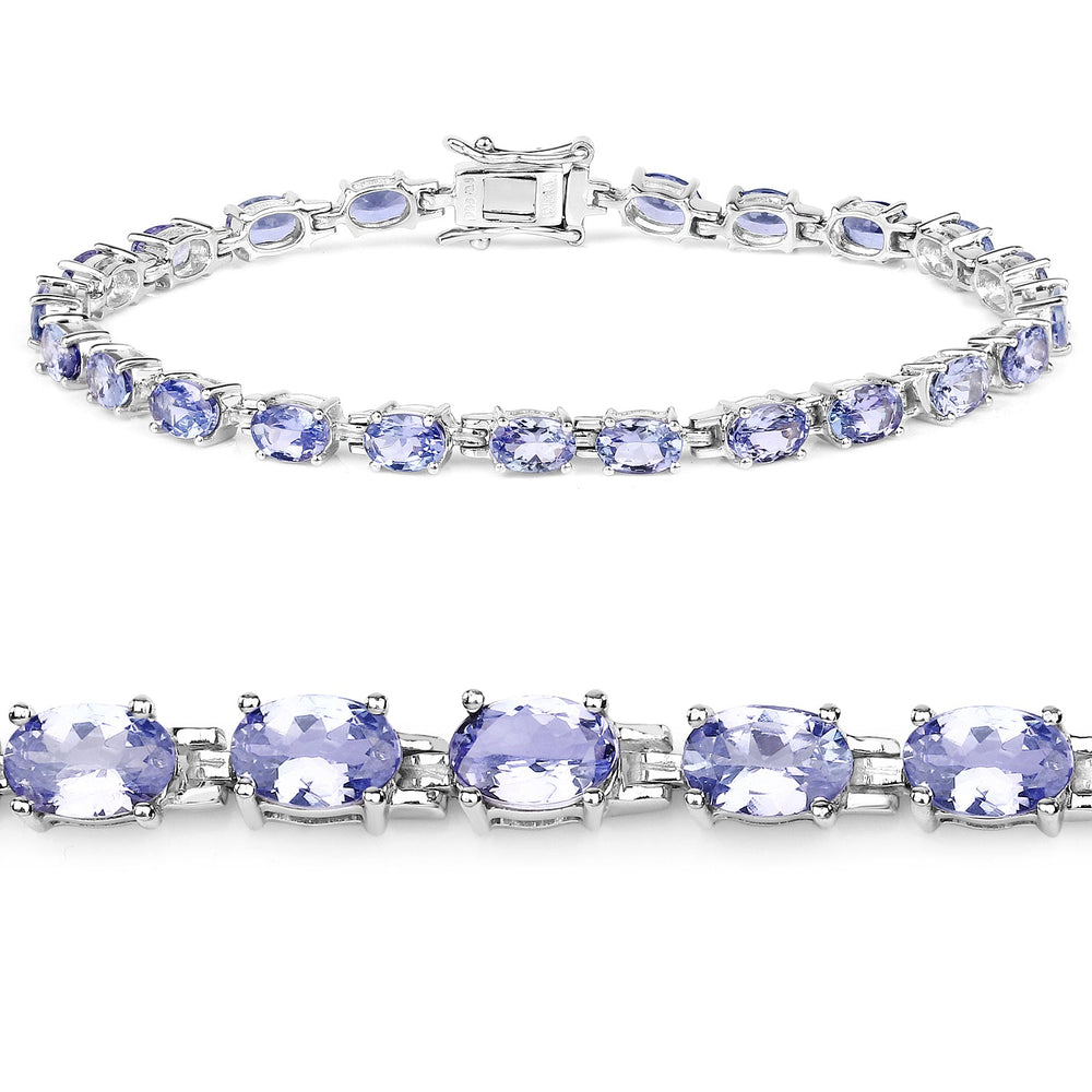 Pulsera de plata de ley .925 con tanzanita auténtica de 9.68 quilates
