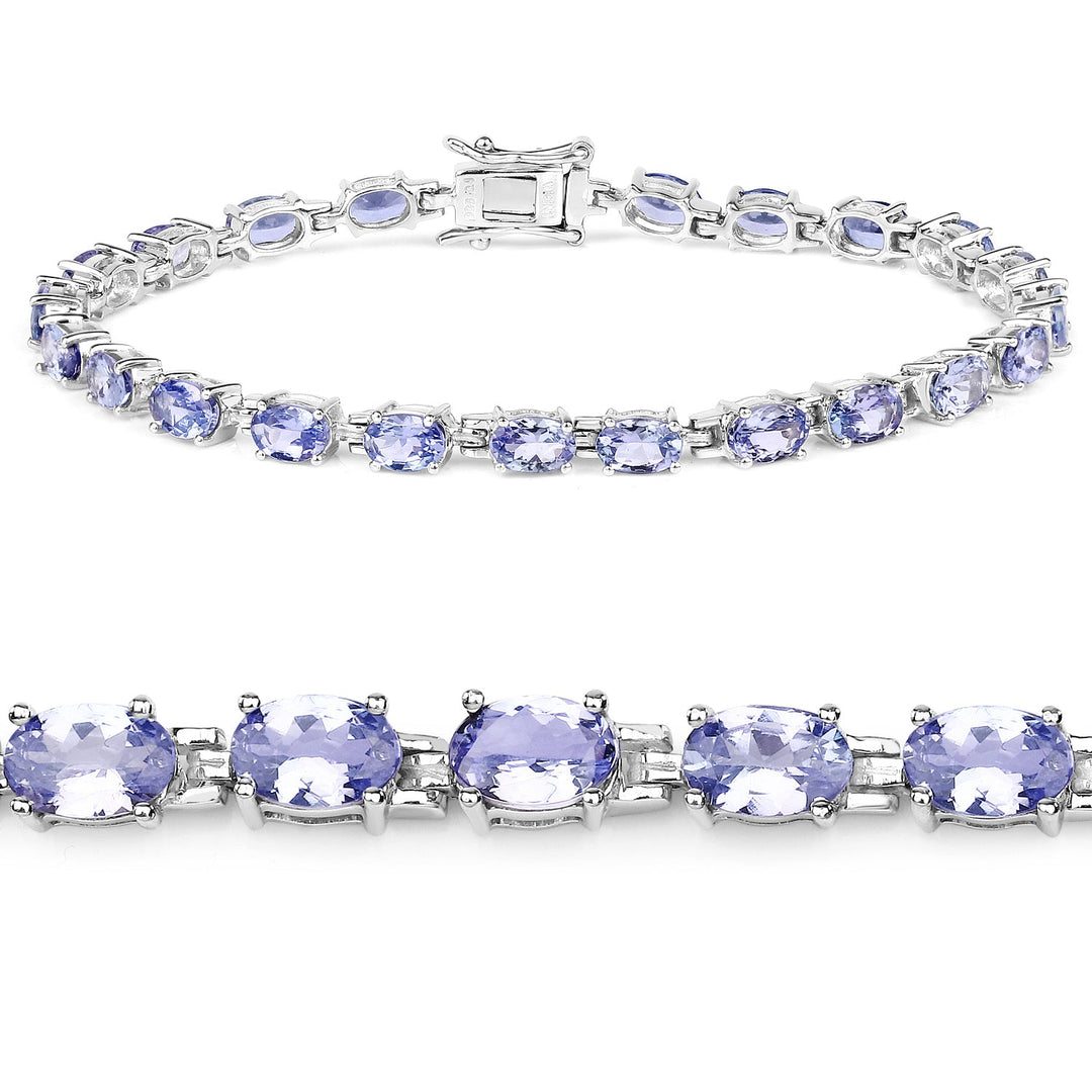 Pulsera de plata de ley .925 con tanzanita auténtica de 9.68 quilates