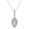 Marquis Shape Diamond Halo Pendant in 14k White Gold (2/3 cttw)