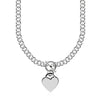 Sterling Silver Rolo Chain  with a Heart Toggle Charm and Rhodium Plating