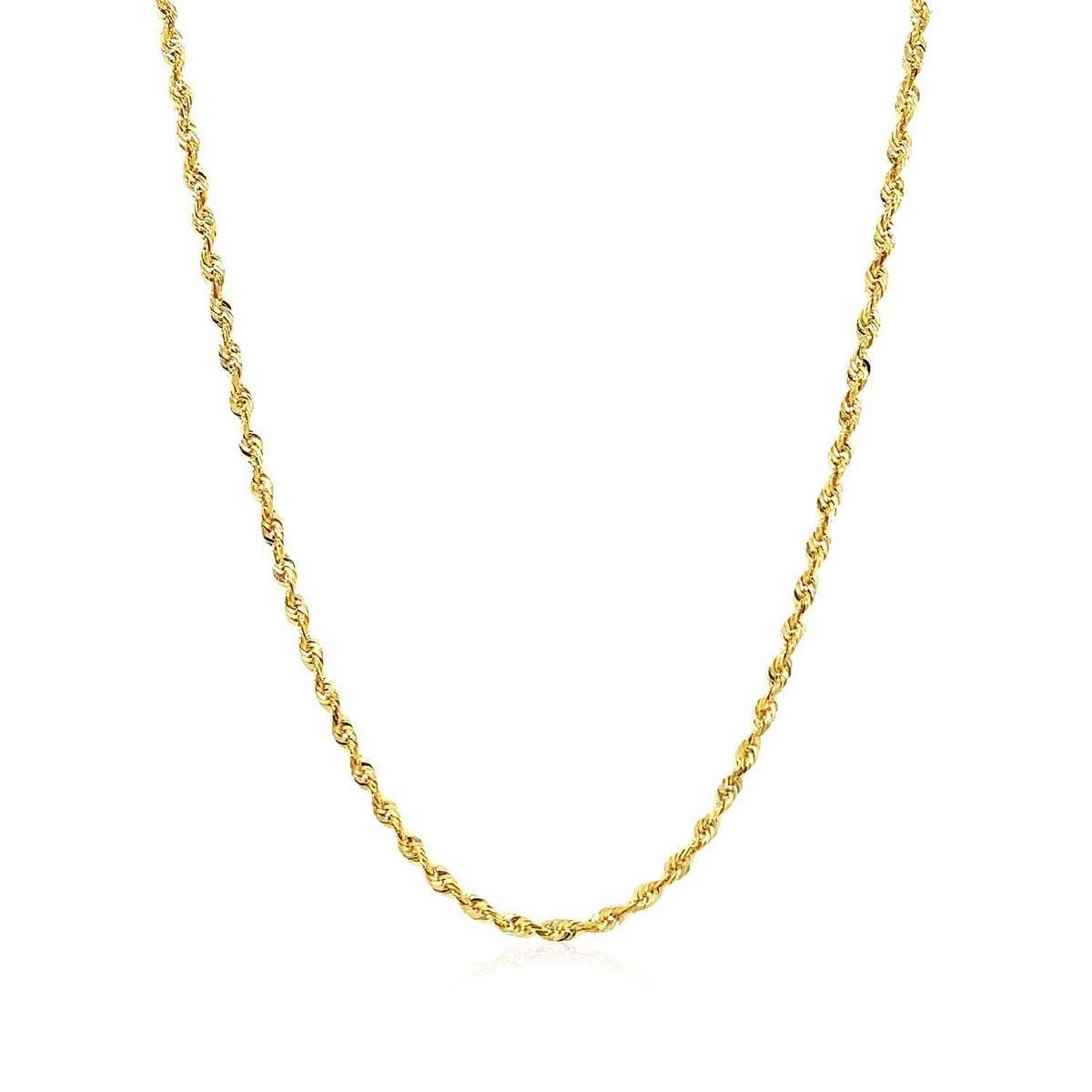 Cadena de oro amarillo macizo de 14k y 2,0 mm con corte de diamante