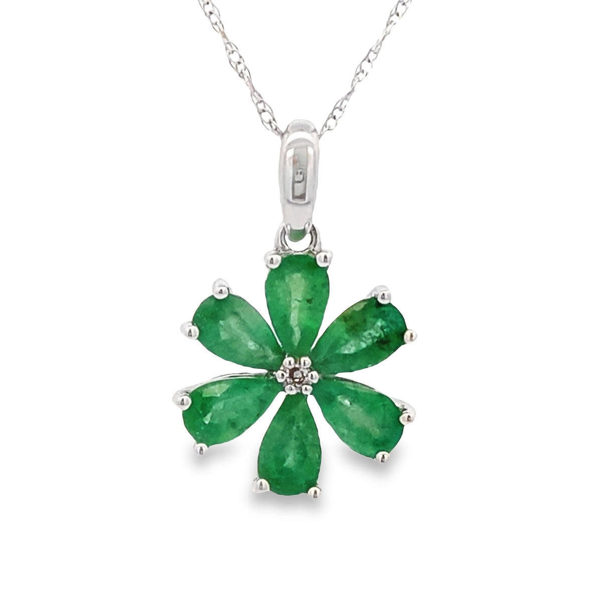 Colgantes de moda de diamante esmeralda de 1.51 ct, oro blanco de 14 kt