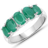 Anillo de Plata de Ley .925 con Esmeralda Genuina y Topacio Blanco de 1.76 Quilates