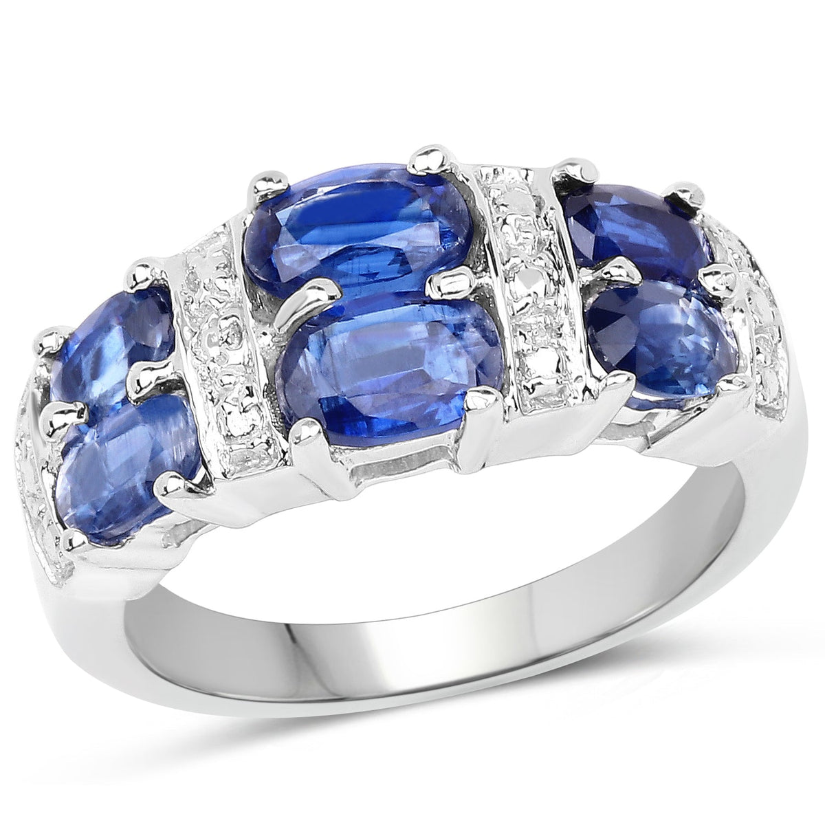 Anillo de plata de ley .925 con cianita genuina de 2.44 quilates