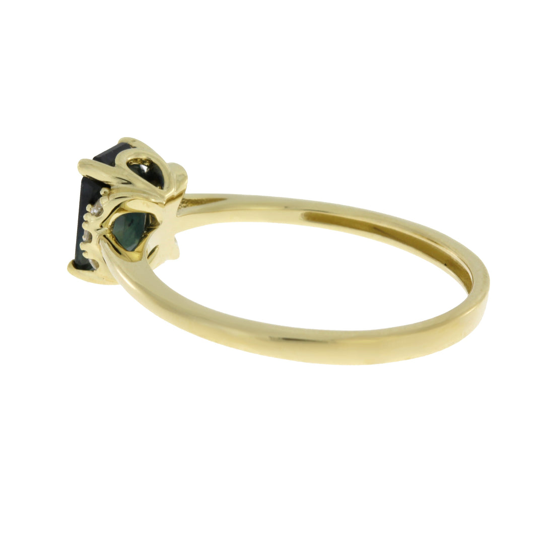 Genuine 1.38ct Sapphire Diamond Ring 14KT Yellow Gold