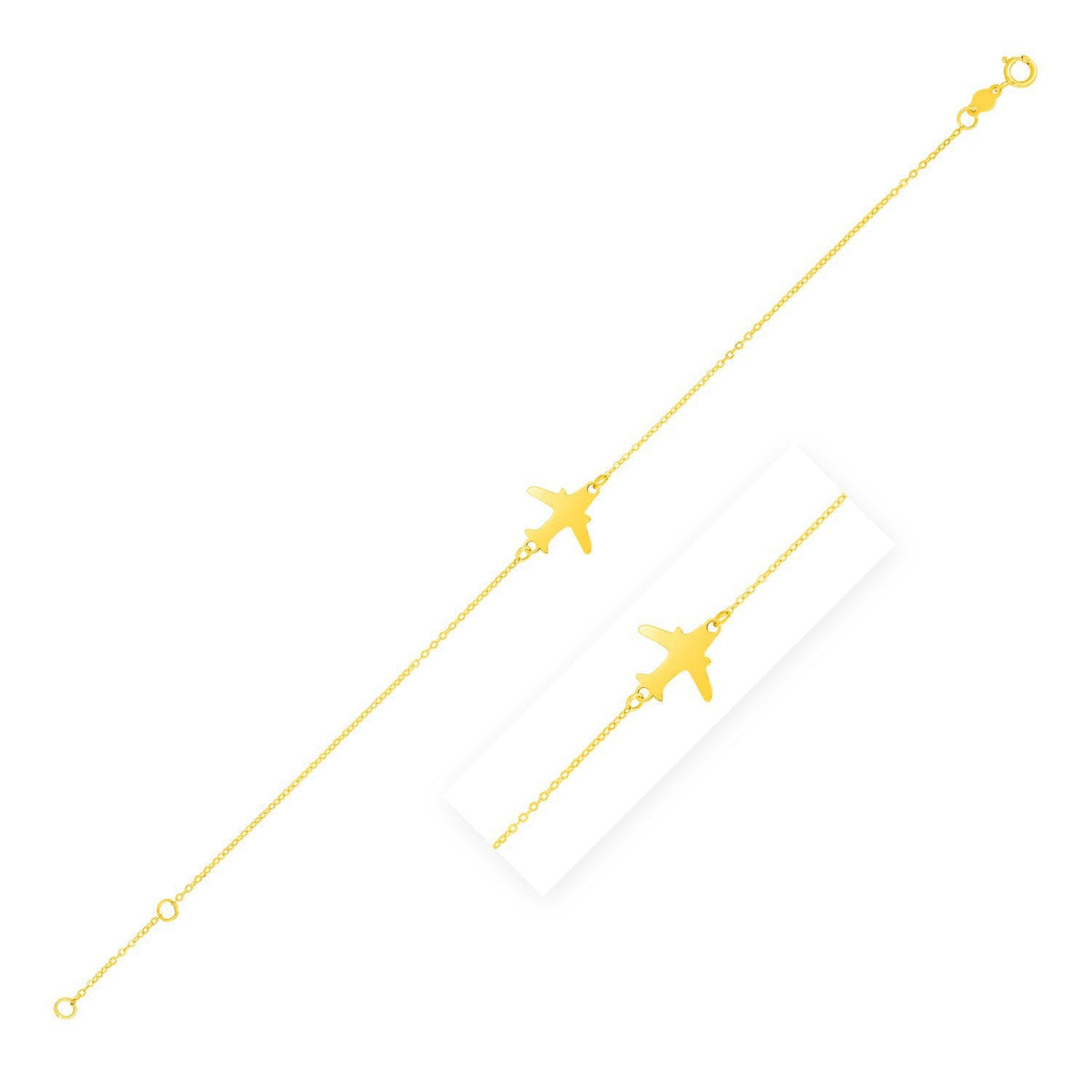 Pulsera de avión de oro amarillo de 14 quilates