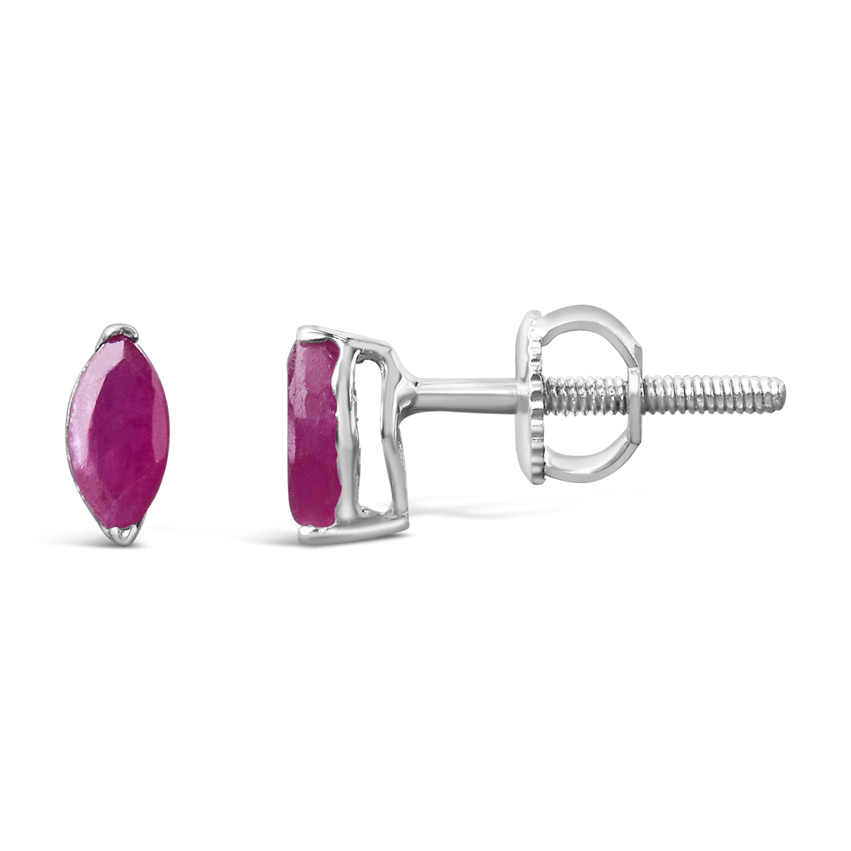 Pendientes de Solitario de Plata Esterlina .925 con Rubí Rosa Creado de 1/2 Quilate