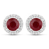 1.22 Carat Genuine Ruby and White Diamond 14K White Gold Earrings