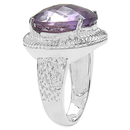 Anillo de plata de ley .925 con amatista genuina de 10.22 quilates
