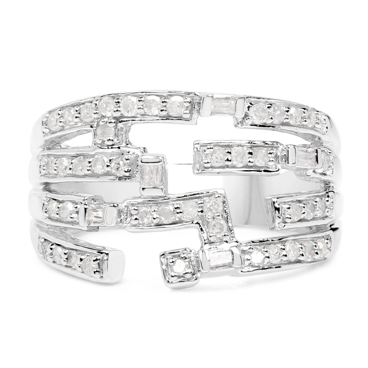 Anillo de Plata de Ley .925 con Diamante Blanco Genuino de 0,60 Quilates