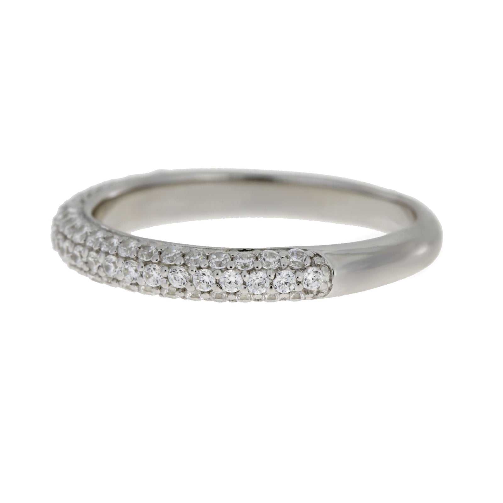 Anillo de banda de boda de circonita cúbica de plata de ley