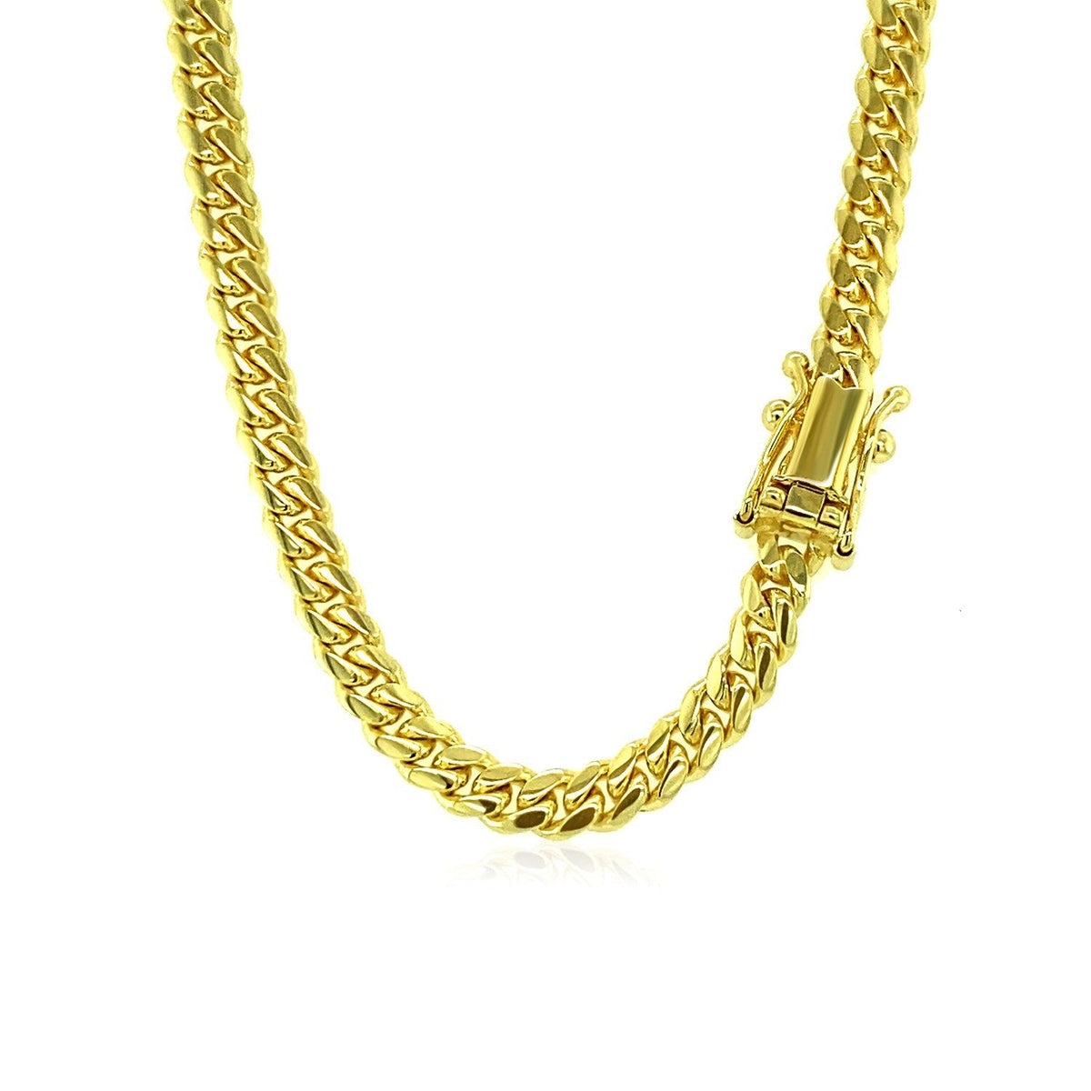 Cadena cubana clásica maciza de oro amarillo de 14k y 4.0mm