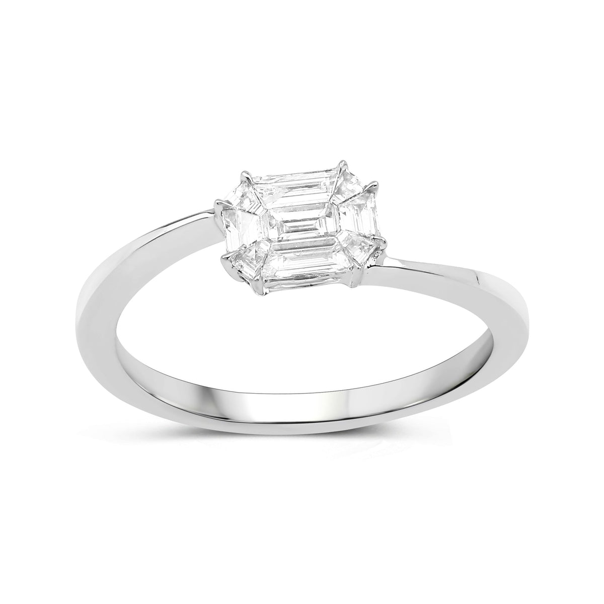 Anillo de 0,33 quilates de oro blanco de 18 quilates con diamante blanco auténtico (color F-G, claridad VVS-VS)