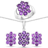 6.80 Carat Genuine Amethyst .925 Sterling Silver 3 Piece Jewelry Set (Ring, Earrings, and Pendant w/ Chain)