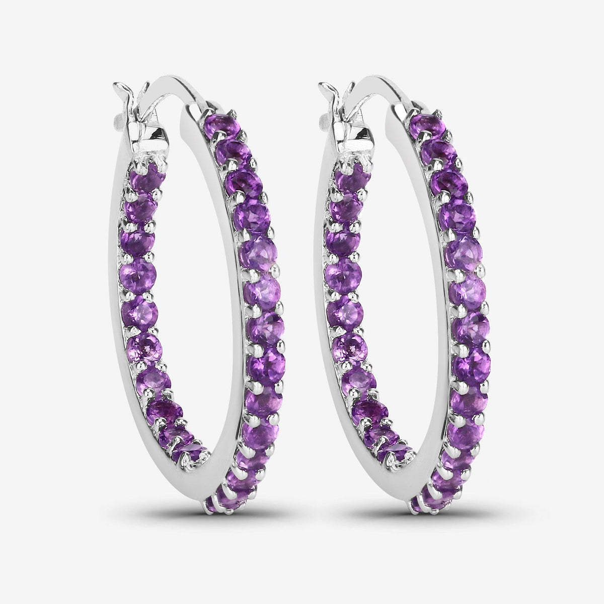 1.44 Carat Genuine Amethyst .925 Sterling Silver Earrings - imagen 4 de 11