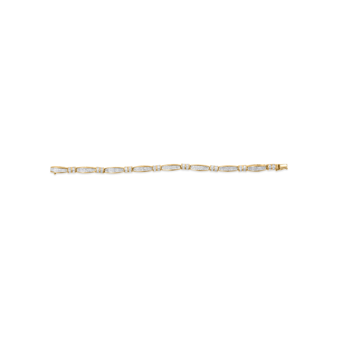 14K Yellow Gold Princess and Baguette Cut Diamond Beaded Bracelet (3.00 cttw, H-I Color, SI1-SI2 Clarity)