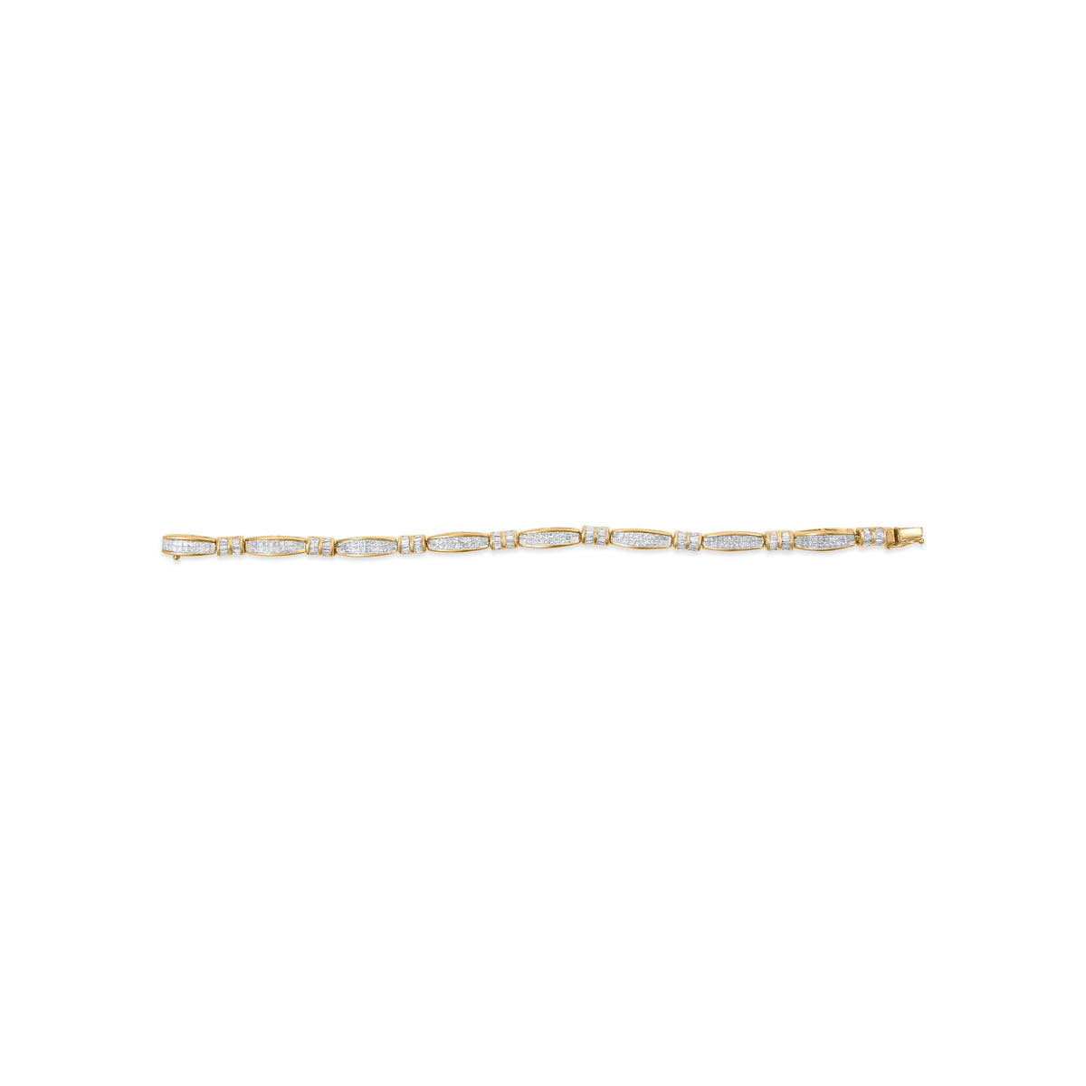 Pulsera de Oro Amarillo de 14K con Diamantes de Talla Princesa y Baguette con Adornos (3.00 cttw, Color H-I, Claridad SI1-SI2)