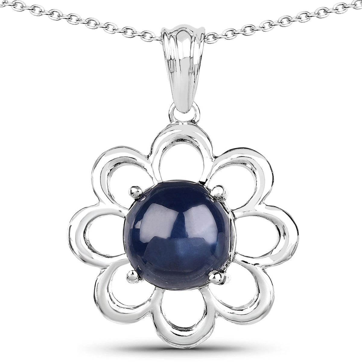 Colgante de plata de ley .925 con zafiro azul auténtico de 4.65 quilates