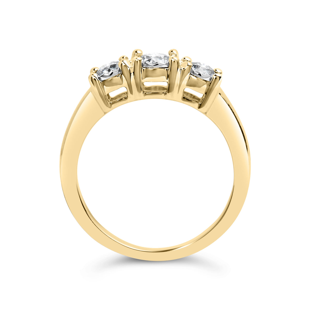 Anillo de Oro Amarillo de 10K con 1/2 Cttw de Diamantes Redondos Engaste Ilusión Tres Piedras en Montura Milagrosa (Color I-J, Claridad I2-I3) - Talla 7