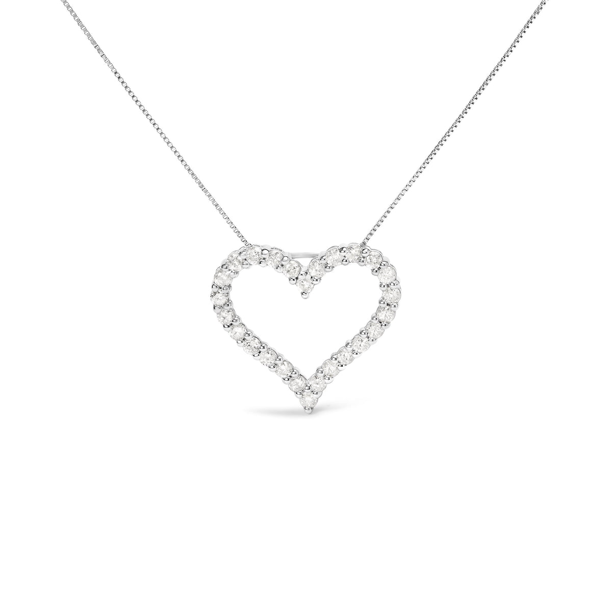 .925 Sterling Silver 2.0 Cttw Diamond Open Heart 18" Pendant Necklace (I-J Color, I2-I3 Clarity) - image 4 of 7