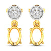 0.11 Carat Genuine White Diamond 14K Yellow Gold Semi Mount Earrings - holds 7x5mm Oval Gemstones