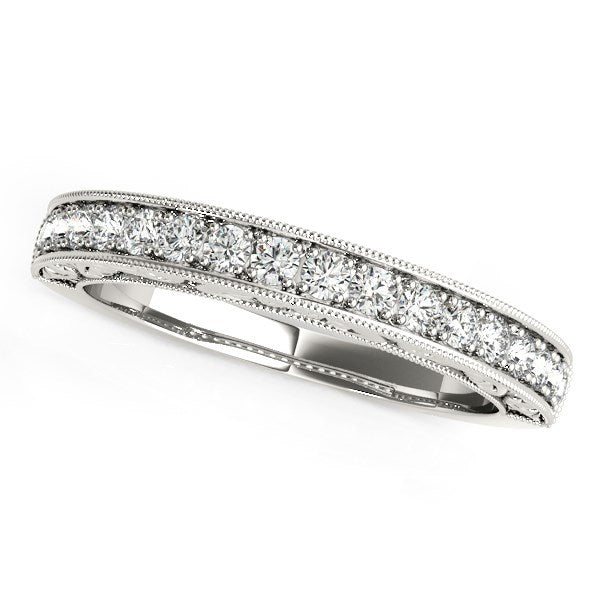 Anillo de boda antiguo de oro blanco de 14k con diamante engastado en garra (1/3 cttw)