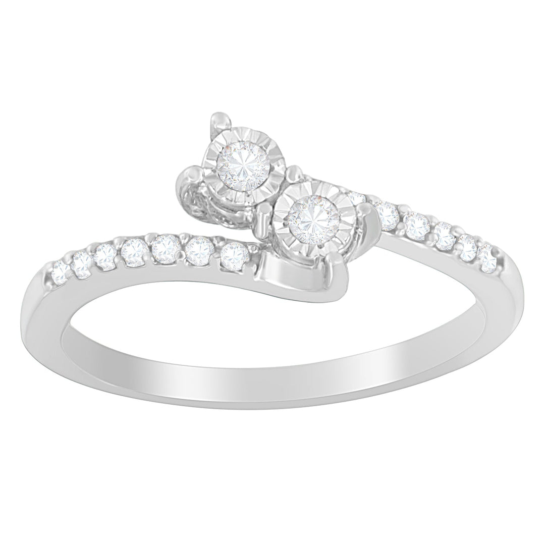 10K White Gold 1/4 Cttw Two-Stone Diamond Bypass Engagement Ring