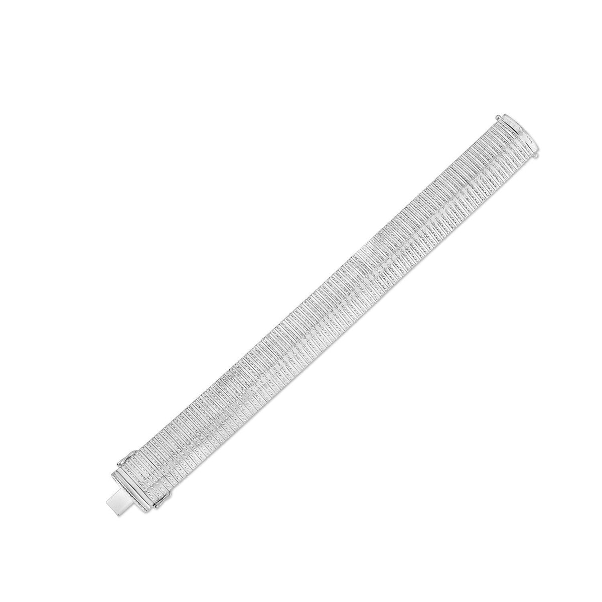 Pulsera flexible gruesa de oro blanco de 14k con diamantes (17.10 mm)