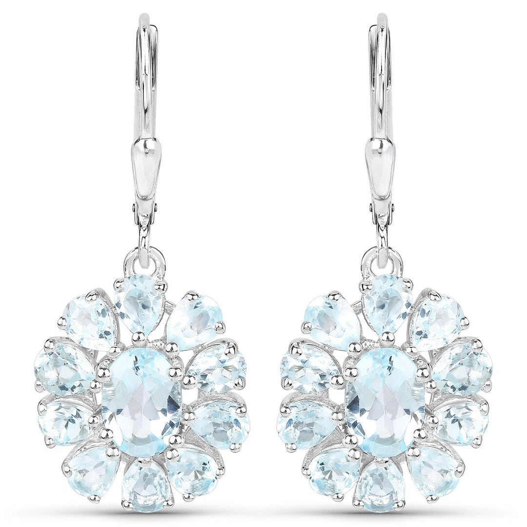 14.02 Carat Genuine Blue Topaz and White Topaz .925 Sterling Silver 3 Piece Jewelry Set (Ring, Earrings, and Pendant w/ Chain)