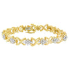 10k Yellow Gold Plated .925 Sterling Silver 2.00 Cttw Round-Cut Diamond Link 7