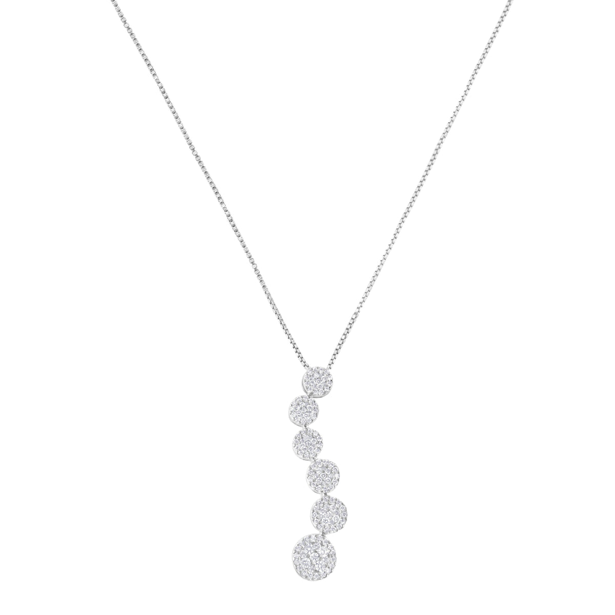 Collar con colgante de oro blanco de 14K con diamantes de 1 quilate en grupo (H-I, I1-I2)