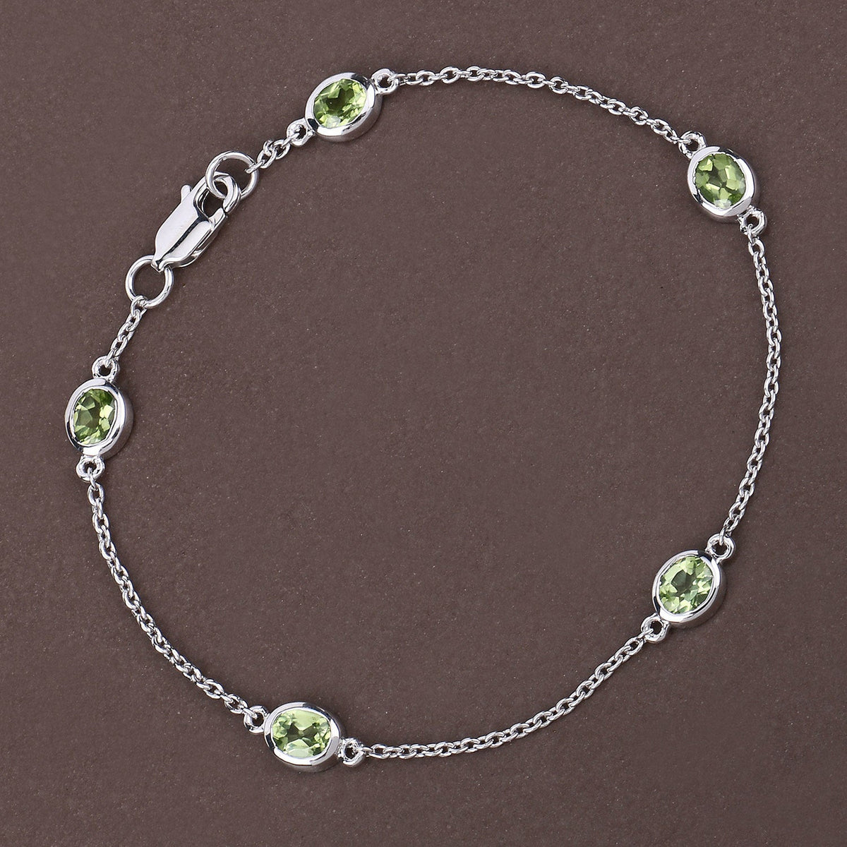 1.75 Carat Genuine Peridot .925 Sterling Silver Bracelet - image 4 of 12