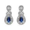 .925 Sterling Silver 4.5 x 3mm Pear Sapphire Gemstone and Diamond Accent Infinity Drop Stud Earrings (H-I Color, SI1-SI2 Clarity)