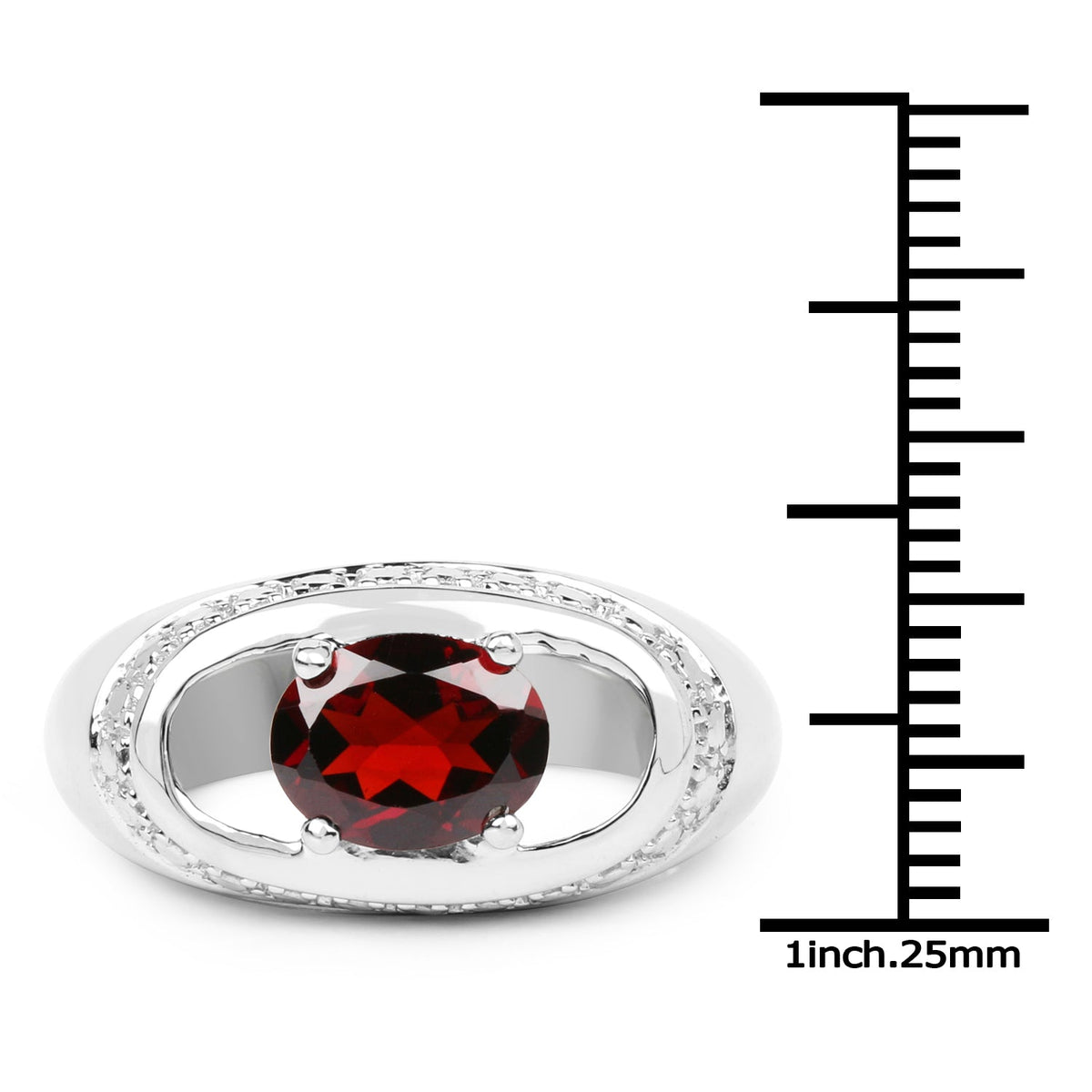 Anillo de plata de ley .925 con granate genuino de 2,50 quilates
