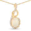 0.56 Carat Genuine Ethiopian Opal and White Diamond 14K Yellow Gold Pendant