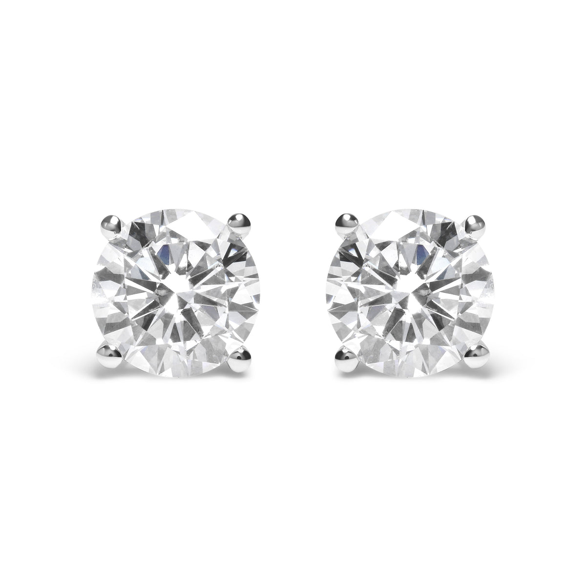 Pendientes IGI Certified de Oro Blanco de 14K, 5.00 Cttw, con Diamante Cultivado de Talla Brillante Redonda, Diseño Clásico de 4 Garras y Cierres de Rosca (Color F-G, Claridad SI1)