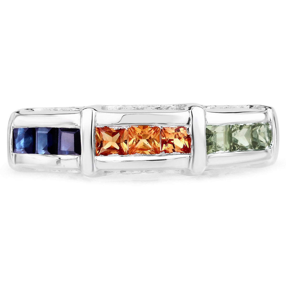 Anillo de plata de ley 925 con zafiro multicolor auténtico de 1,08 quilates