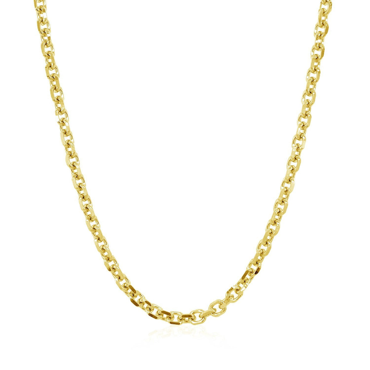 Cadena de eslabones tipo cable con corte de diamante de oro amarillo de 14k y 3.1mm