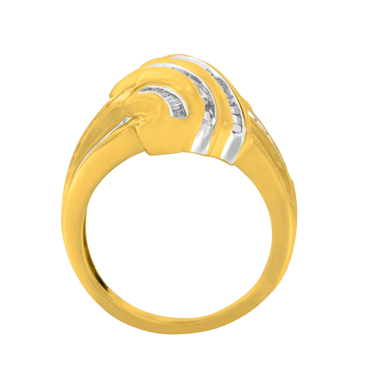 Anillo de derivación de diamantes de oro amarillo de 10 quilates (1,0 quilates en total, color H-I, claridad I2-I3)