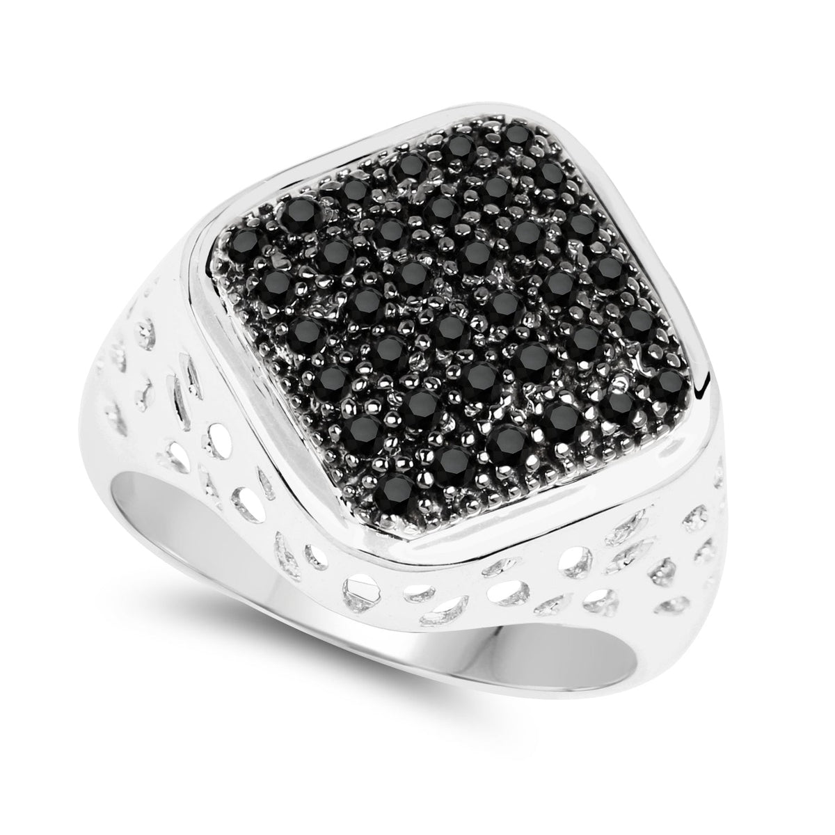 Anillo de plata de ley .925 con diamante negro auténtico de 0.54 quilates
