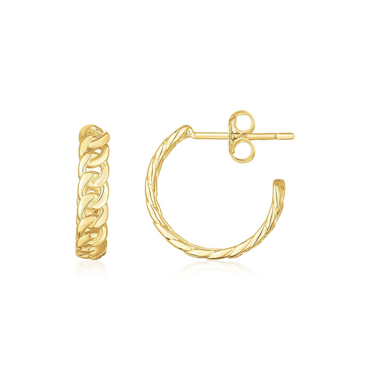 Pendientes de aro de cadena fina de oro amarillo de 14 quilates