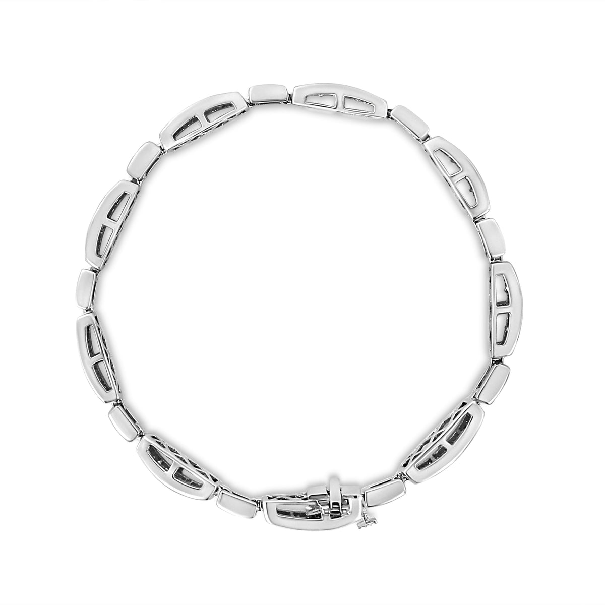 Pulsera de eslabones de oro blanco de 14K con diamantes princesa engastados invisibles de 2.00 Cttw (Claridad I1-I2, Color I-J) - 7.25"