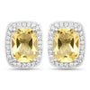 2.81 Carat Genuine Citrine and White Topaz .925 Sterling Silver Earrings