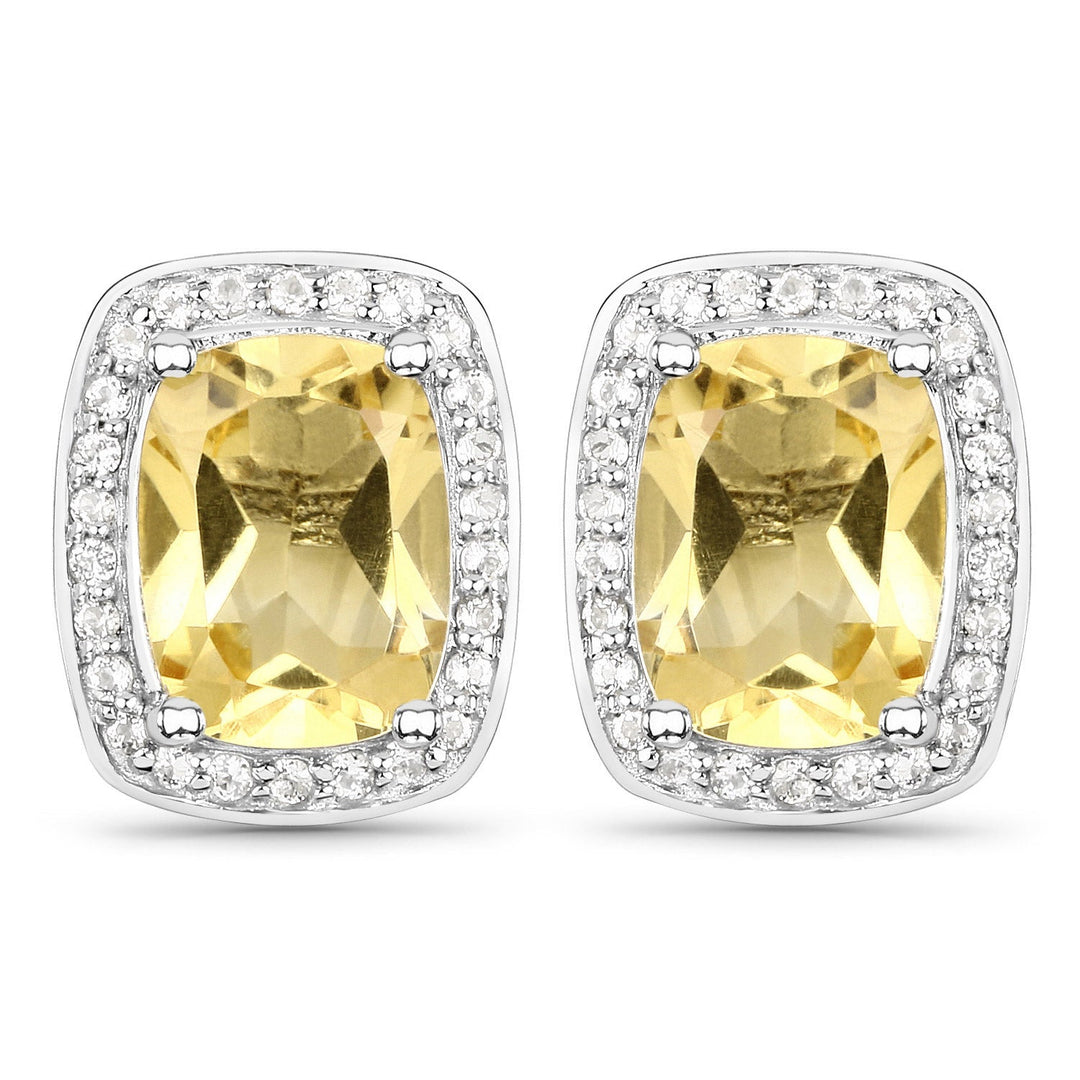 2.81 Carat Genuine Citrine and White Topaz .925 Sterling Silver Earrings
