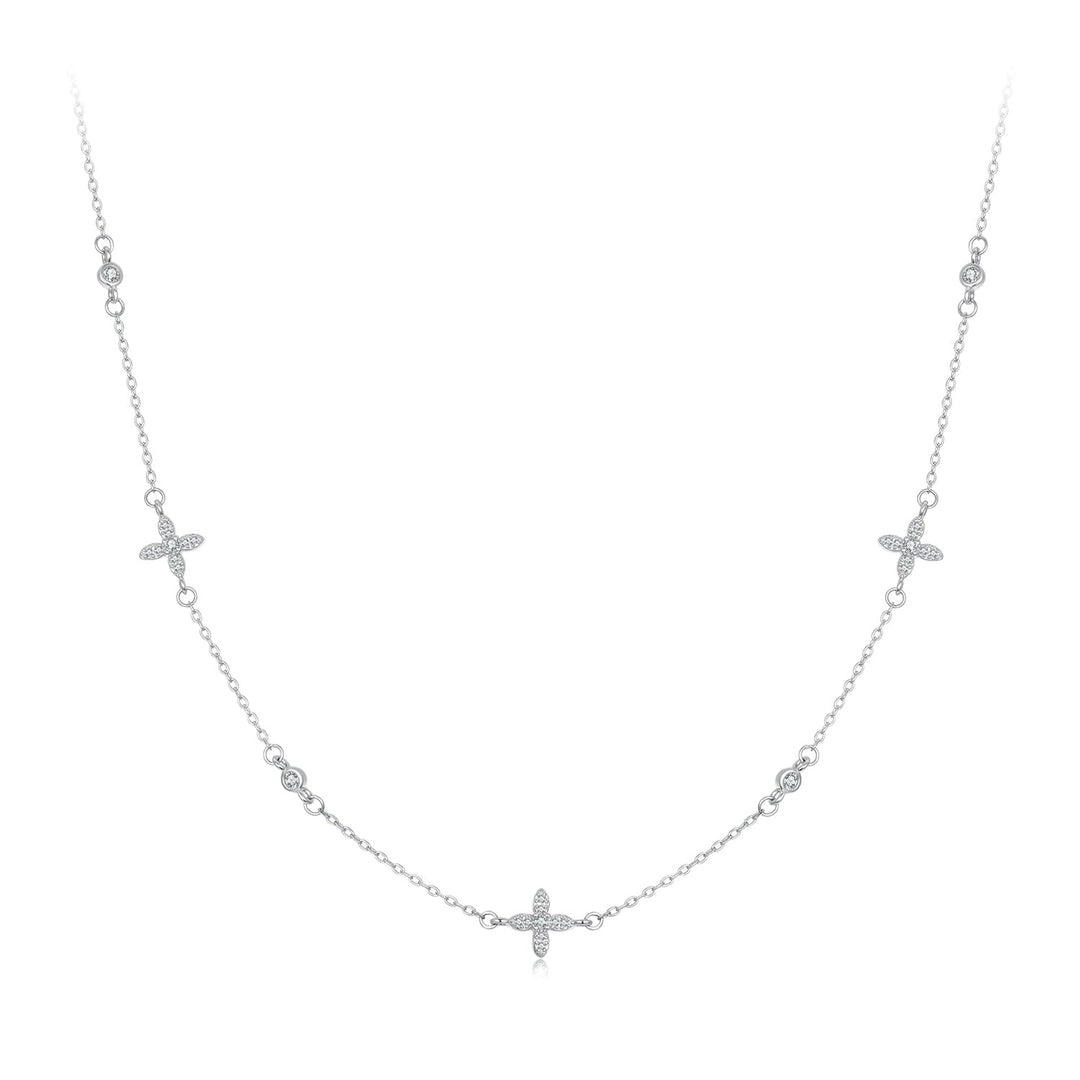 925 Sterling Silver White Gold Plated CZ Pendant Necklace for Women